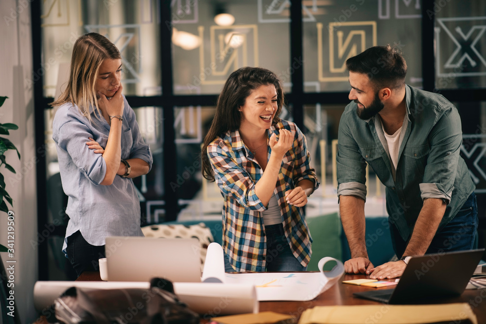 Successful teamwork. Business people in office. Successful teamwork. Business people in office.