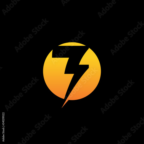 Number 7 lightning bolt logo or symbol template design