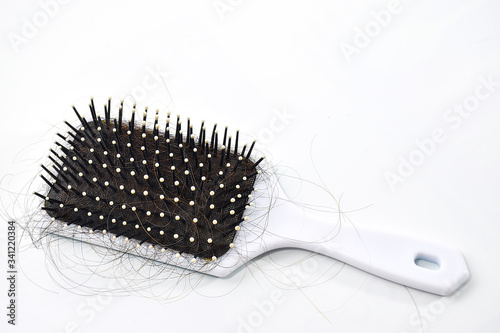 White hair for brushes There are a lot of hair entangled. Putting on a white background	
