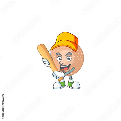 Rounded bandage cartoon design concept of hold baseball stick