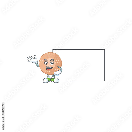 An image of rounded bandage with board mascot design style