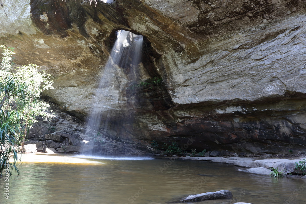 Naklejka premium Saeng Chan Waterfall at Pha Taem National Park, Ubon Ratchathani, Thailand