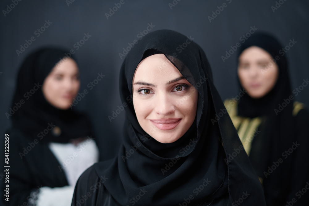 portrait of beautiful muslim women in fashionable dress portrait of beautiful muslim women in fashionable dress