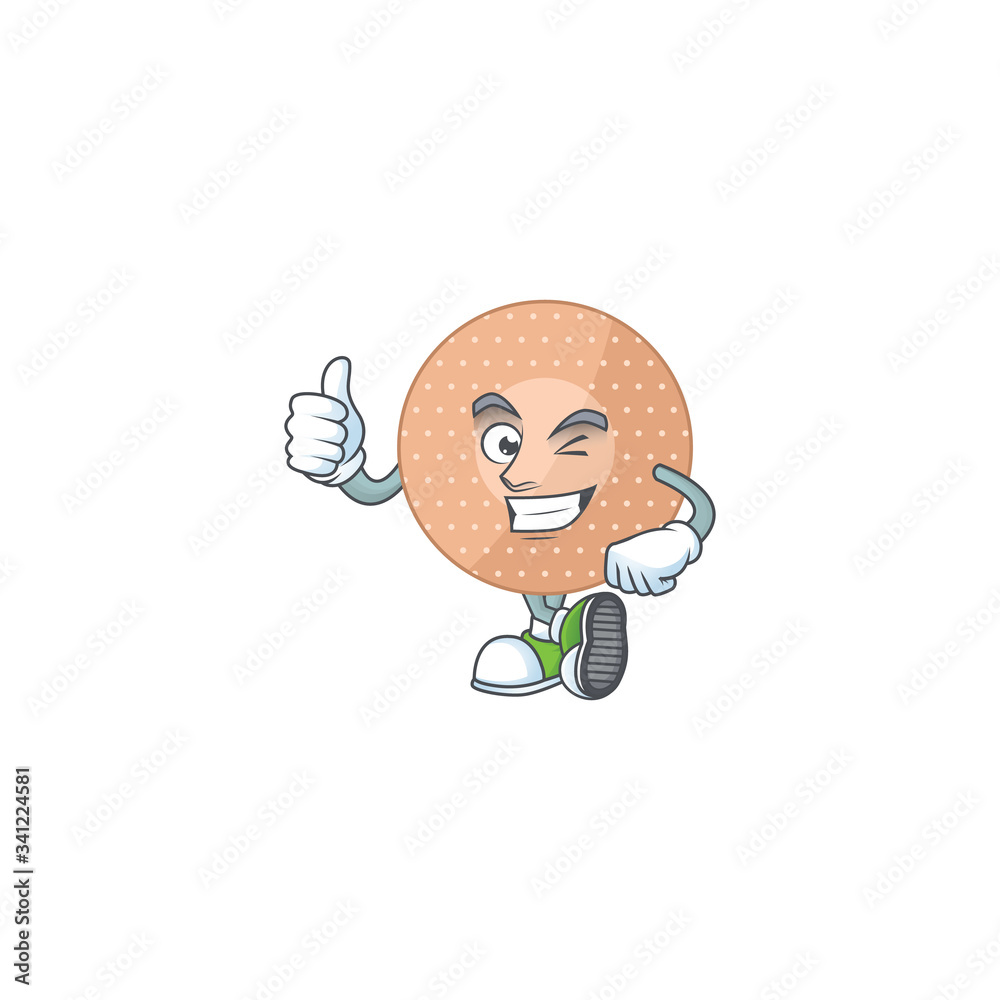 Mascot design style of rounded bandage showing Thumbs up finger