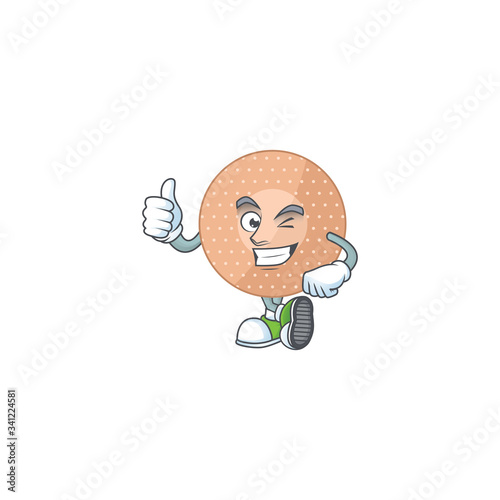 Mascot design style of rounded bandage showing Thumbs up finger