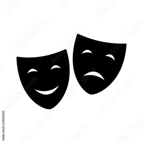 Theatrical masks icon- Vector illustration character Theater - Tragedy and Comedy