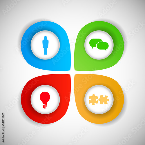 Four part infographic tempate with icons