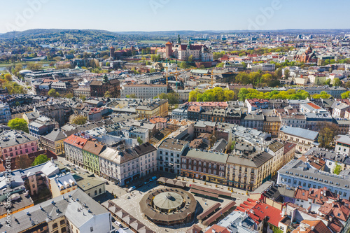 Aerial view of Kazimierz District and city of Krakow, Poland © espiegle
