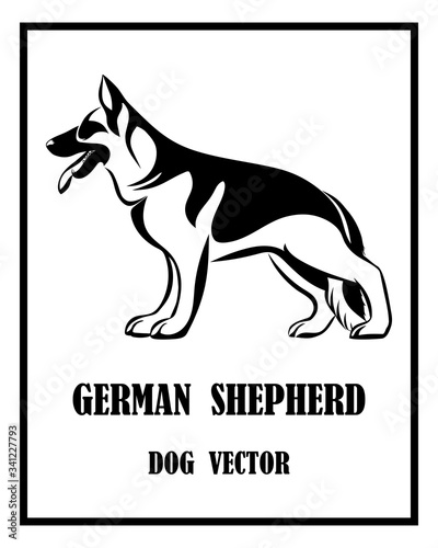 German Shepherd Dog black and white eps 10