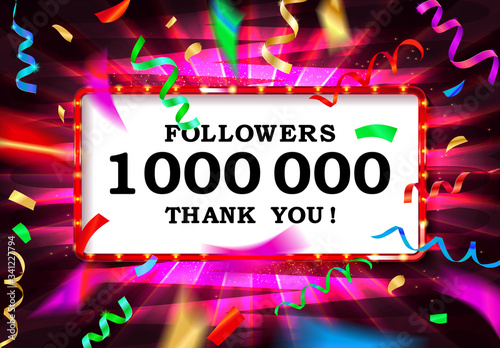 1 million followers or prize white background.