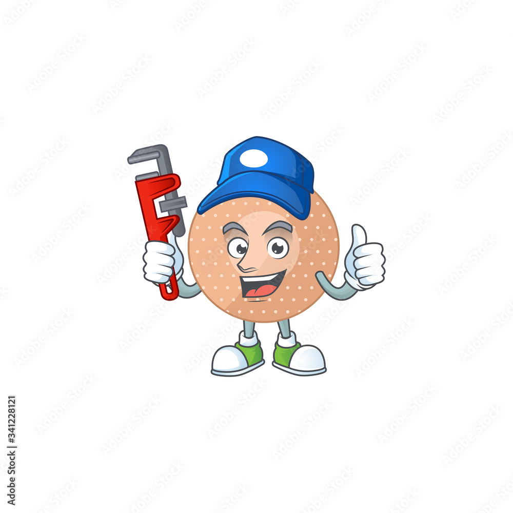 Mascot design concept of rounded bandage work as smart Plumber Mascot design concept of rounded bandage work as smart Plumber