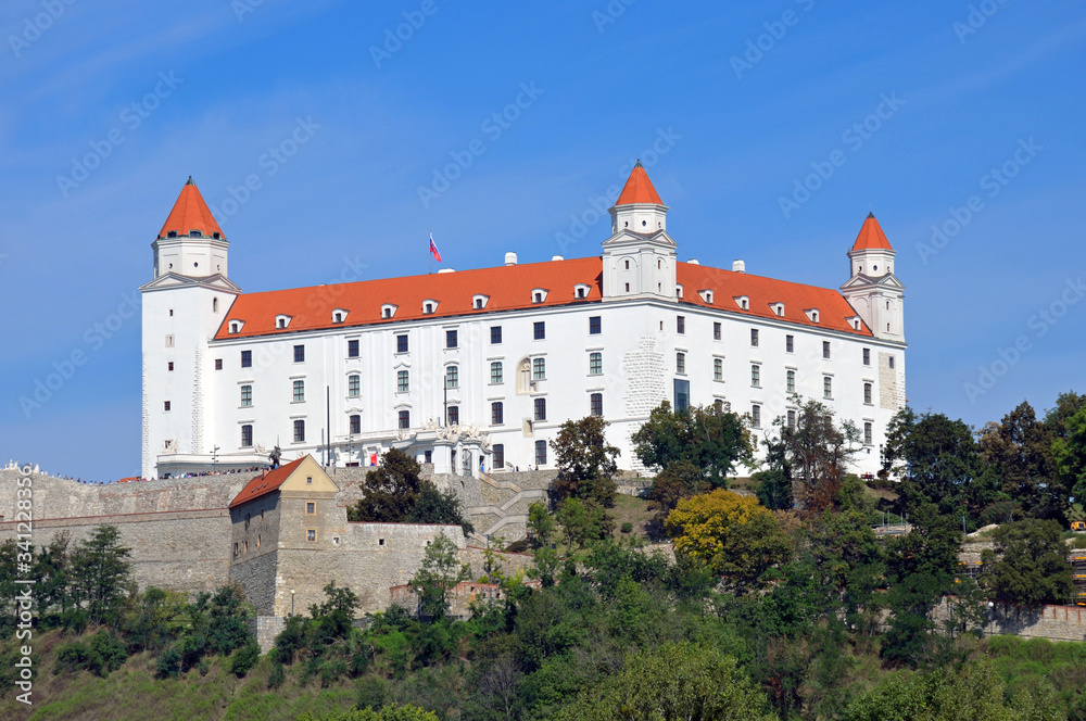 Bratislava Castle on a hill in Slovakia