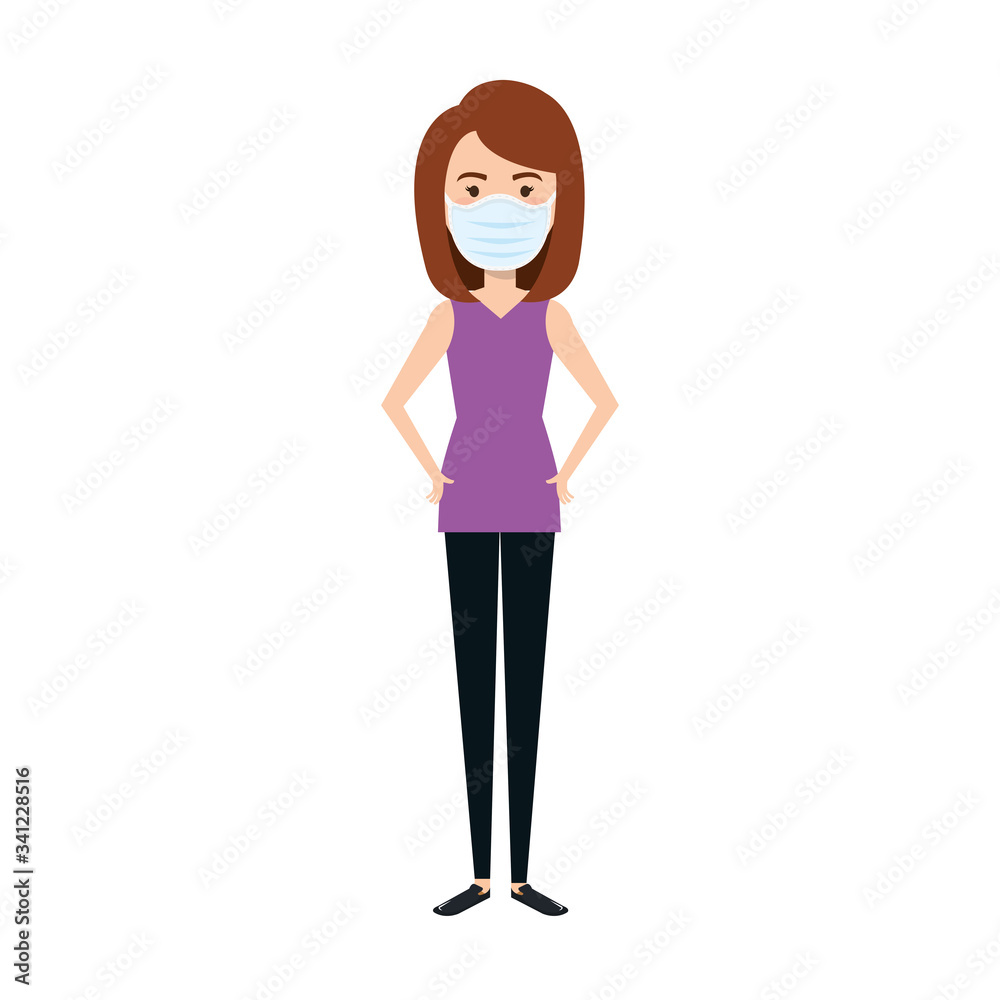 Fototapeta premium young woman with face mask isolated icon vector illustration design