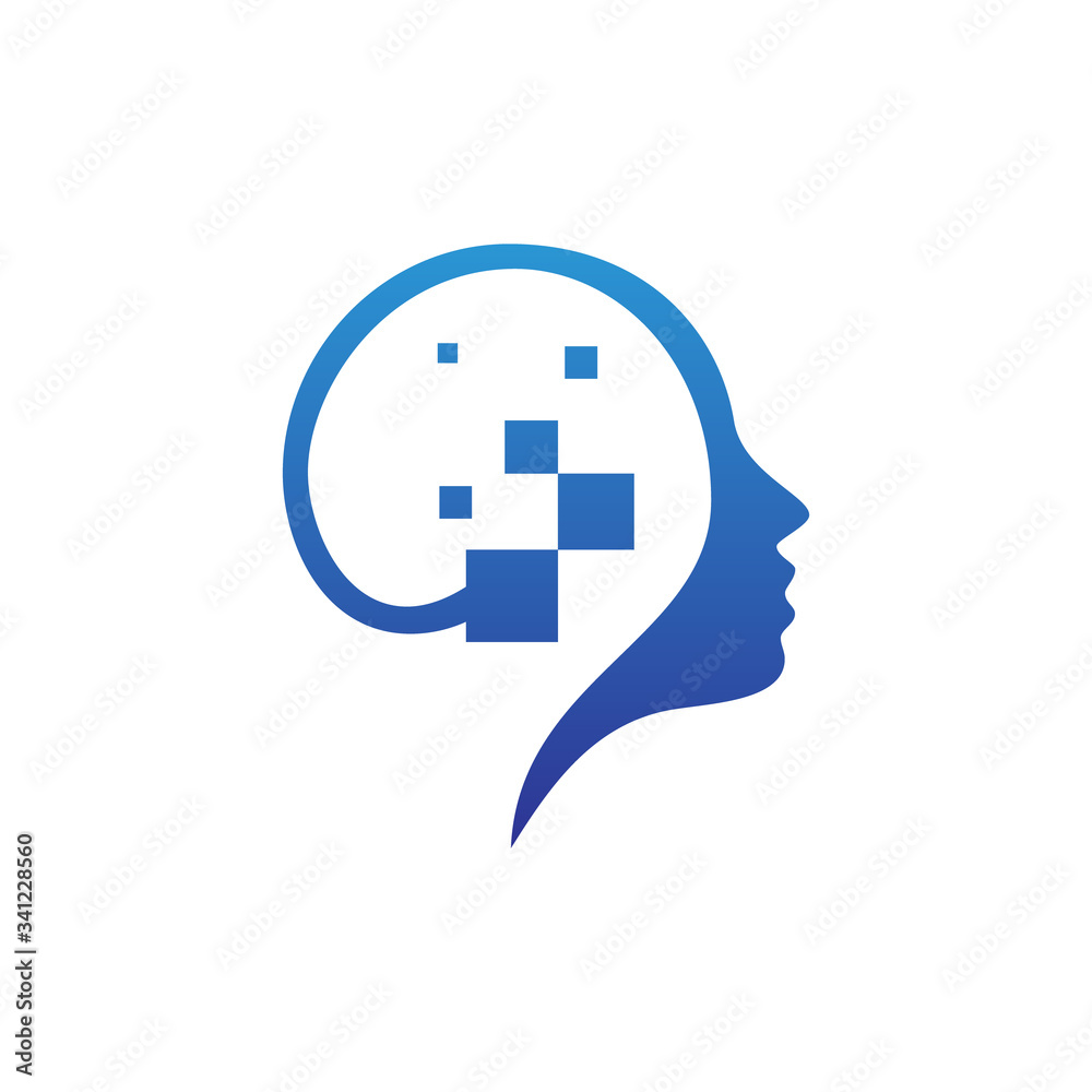 Obraz premium head human smart technology logo vector, Brain human Artificial logo type, icon vector, smart tech logo vector