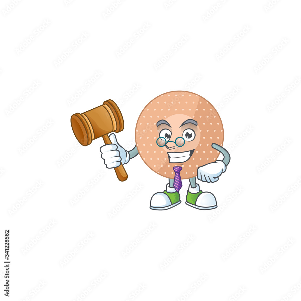 Charismatic Judge rounded bandage cartoon character design with glasses