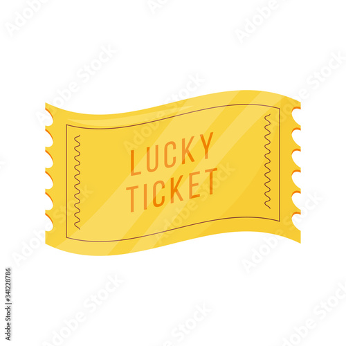 Lucky ticket cartoon vector illustration. Fortunate talisman, special coupon flat color object. Common superstition, good luck symbol. Golden ticket, lottery attribute isolated on white background
