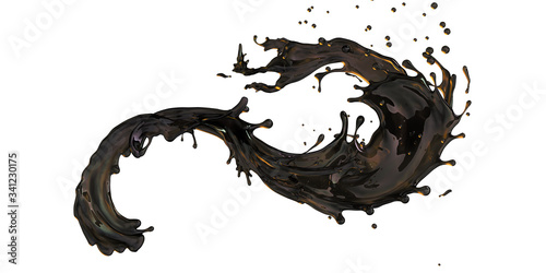 Fototapeta Splash of Petrolium Black gold oil isolated on white background