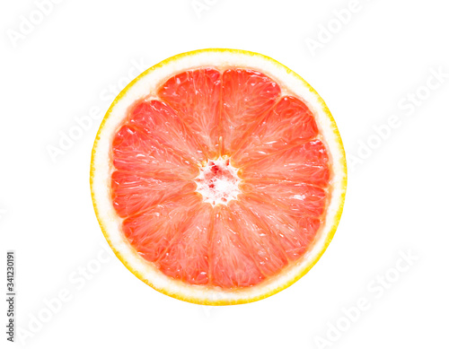 Grapefruit and slices isolated on white background  Slice of red grapefruit isolated on white background
