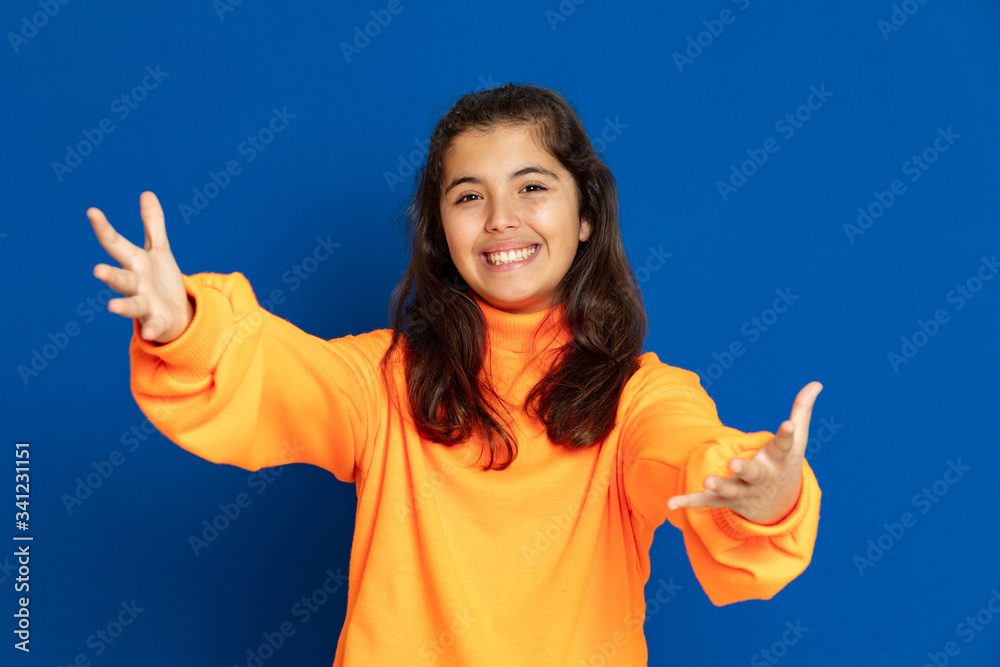 Preteen girl with yellow jersey Preteen girl with yellow jersey