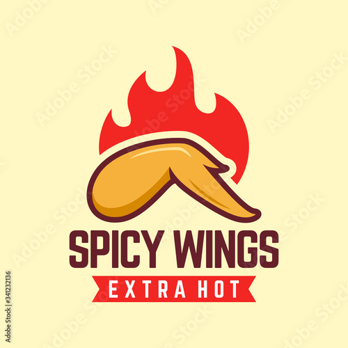 Spicy wings logo template, Suitable for restaurant and cafe logo