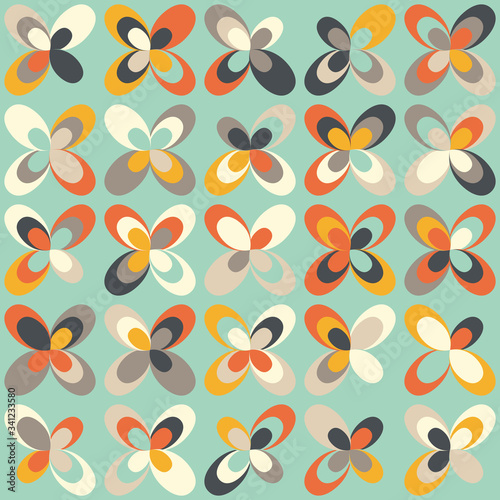Midcentury geometric retro pattern, vintage colors