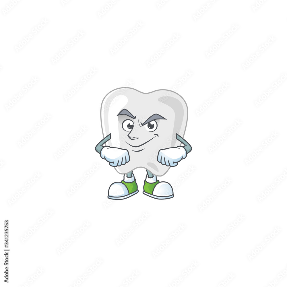 Teeth mascot design style with grinning face Teeth mascot design style with grinning face