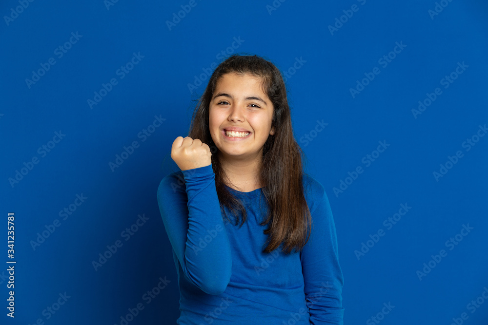 Fototapeta premium Adorable preteen girl with yellow jersey