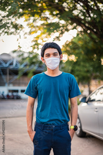Men wearing a face mask to protect against coronavirus.