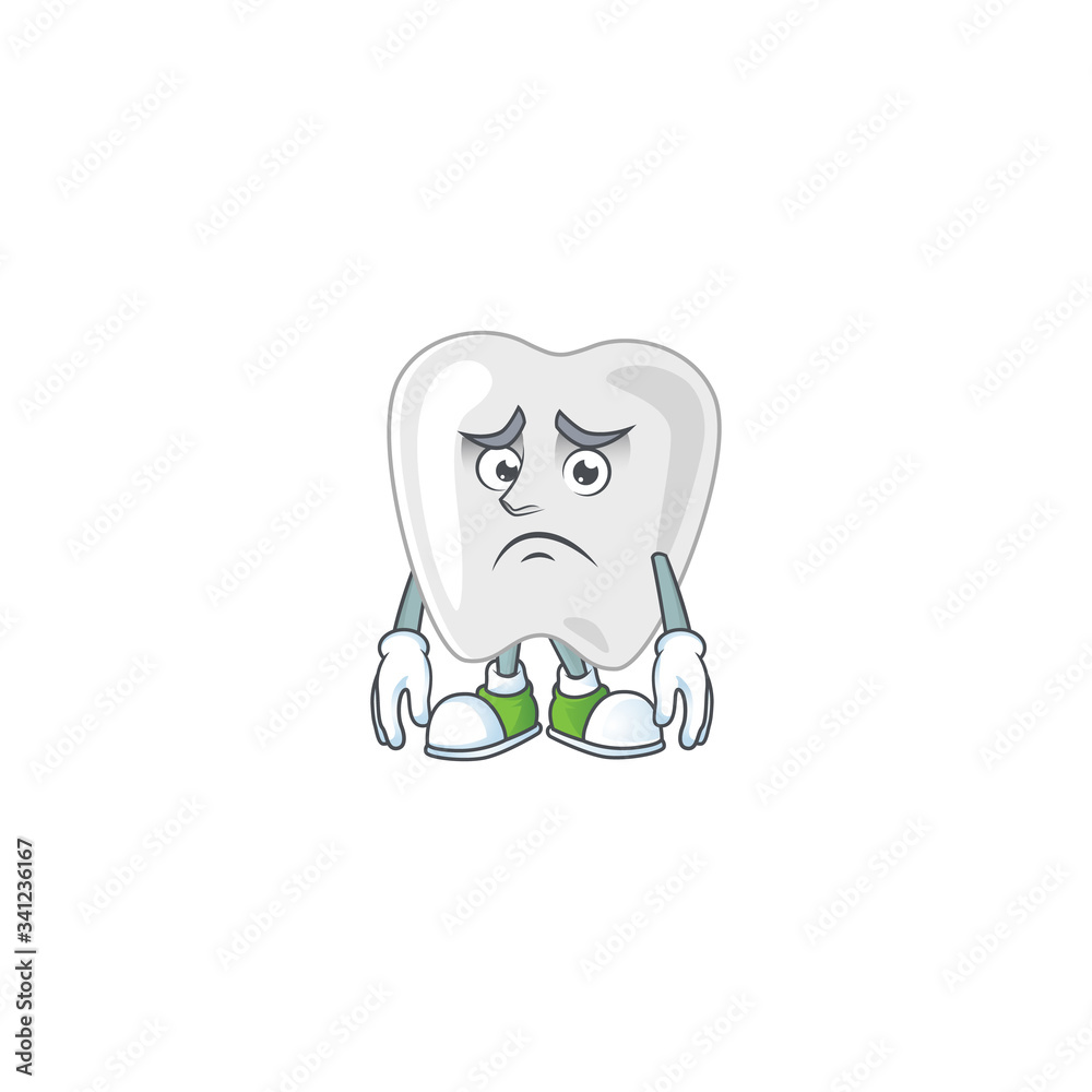 Cartoon picture of teeth with worried face Cartoon picture of teeth with worried face