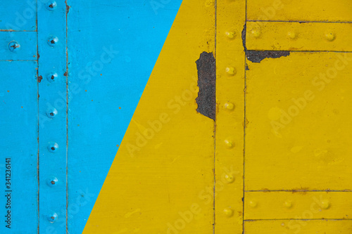 yellow and blue color table steel metal rusty texture for background