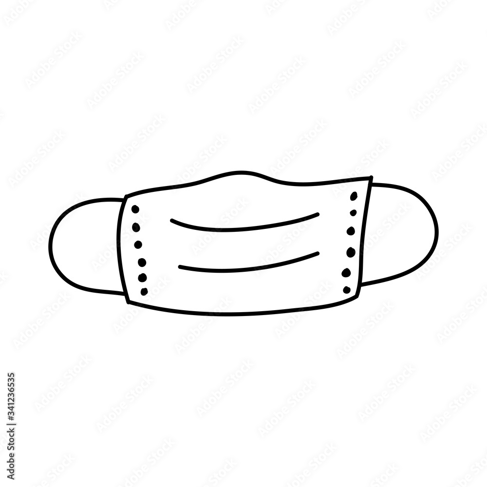 Simple hand drawn medical face mask icon. Isolated on white background. Vector stock illustrarion. Simple hand drawn medical face mask icon. Isolated on white background. Vector stock illustrarion.