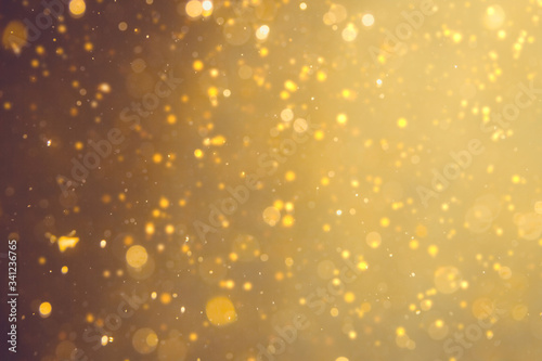 Dark Abstract Gold bokeh sparkle on black