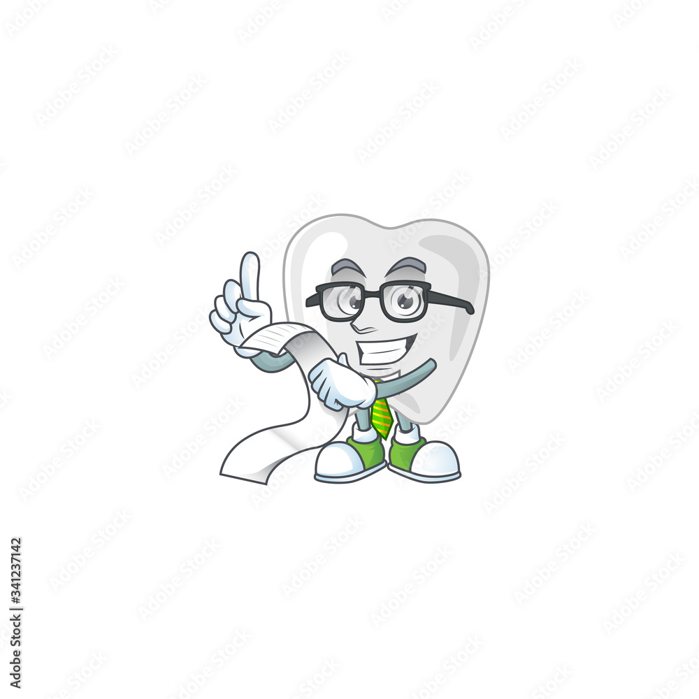 Mascot cartoon concept of teeth with menu list