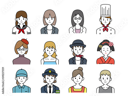 女性職業アイコン素材