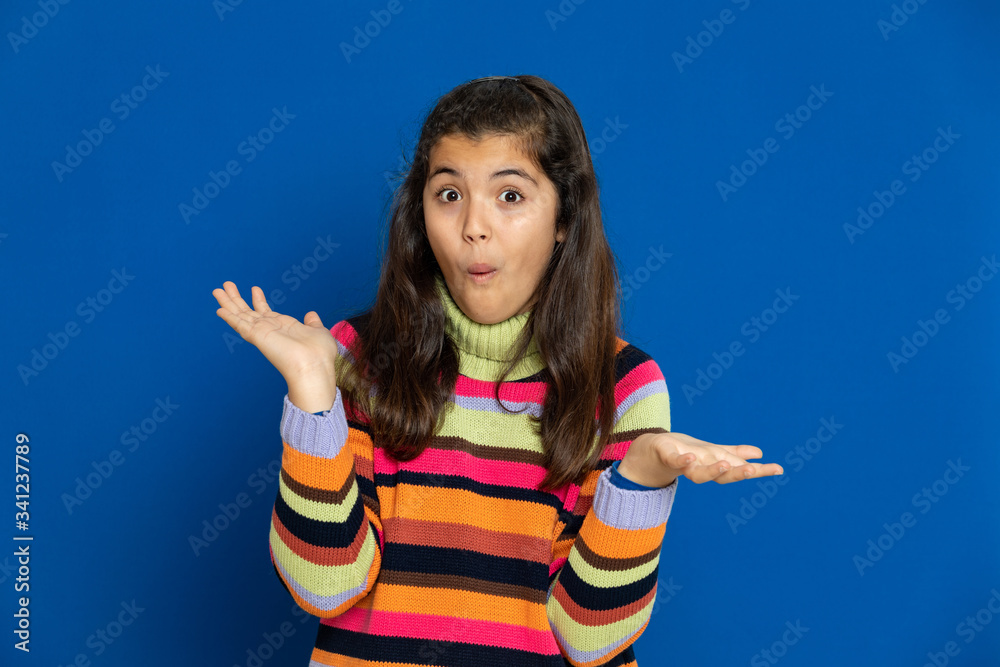 Fototapeta premium Preteen girl with striped jersey