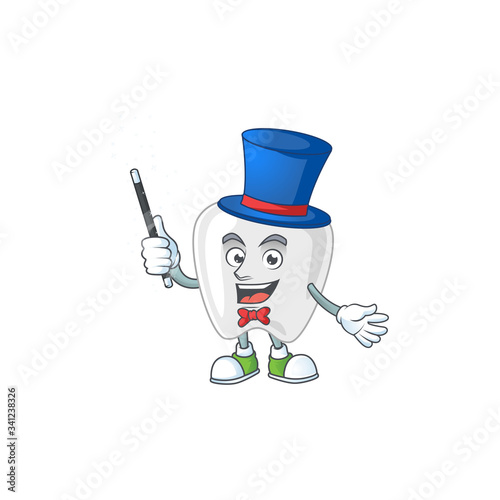 Talented teeth Magician cartoon character design style