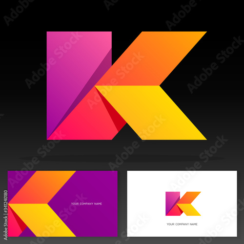 Free Download Letter K logotype design – Colorful vector emblem. Business card templates. Stock vector illustration. - GFXLoad