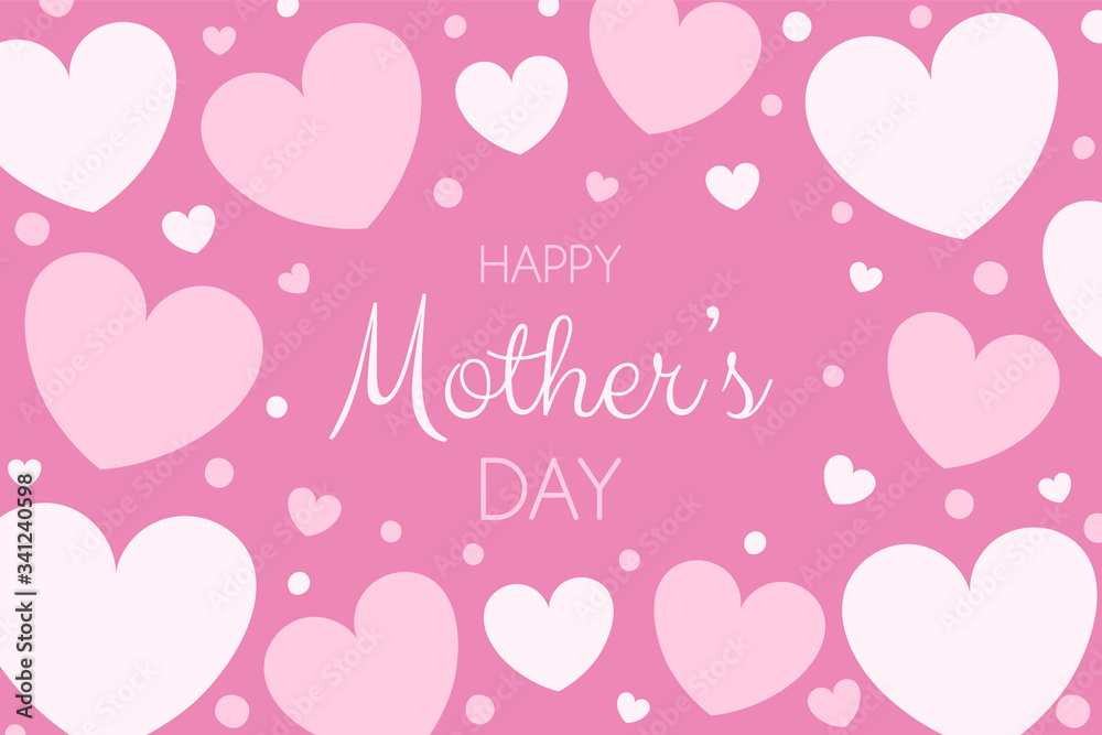 Happy Mother’s Day. Concept of a banner with cute hearts and wishes. Vector
