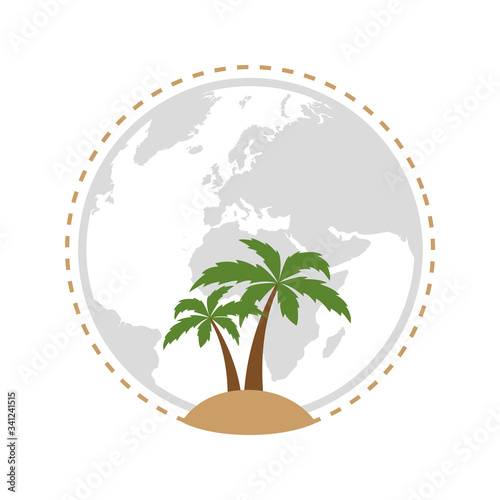 holiday island icon with palm tree isolated on white background vector illustration EPS10