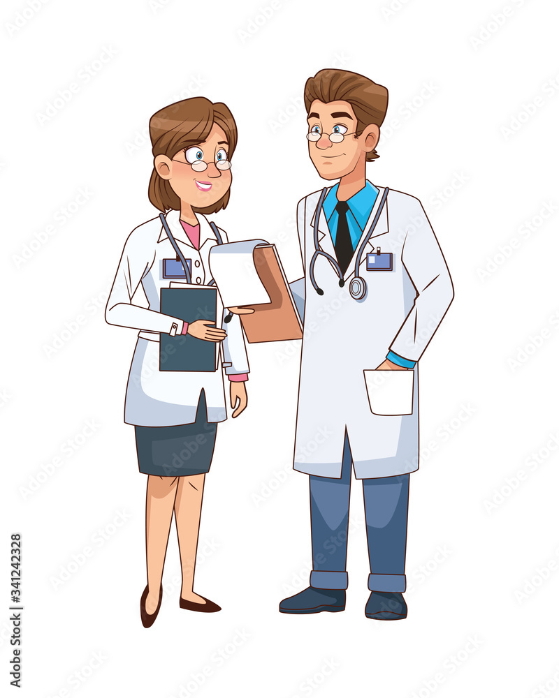 professionals doctors couple avatars characters professionals doctors couple avatars characters