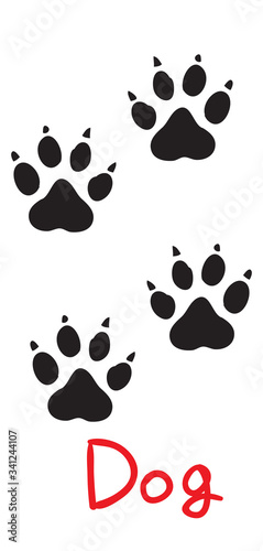 set of black dog tracks, icon, isolated object on a white background, vector illustration,