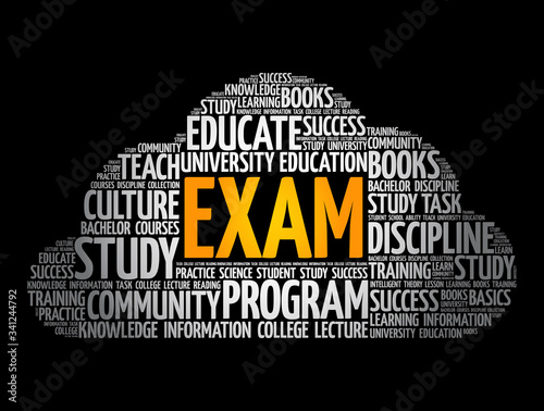 EXAM word cloud collage, education concept background