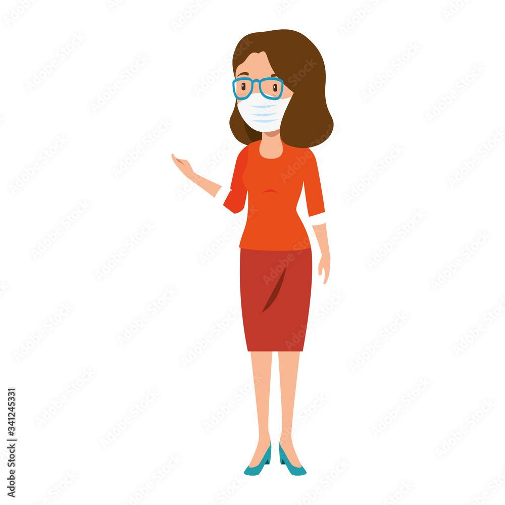business woman with face mask and eyeglasses vector illustration design business woman with face mask and eyeglasses vector illustration design