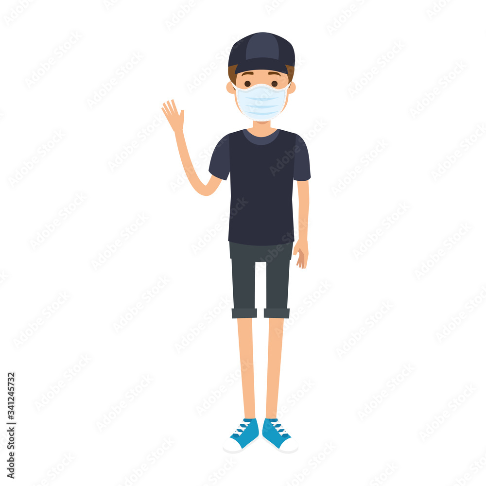 young man with face mask isolated icon vector illustration design young man with face mask isolated icon vector illustration design