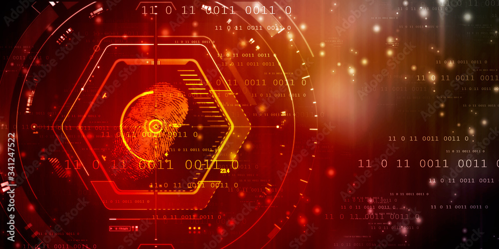 Obraz premiumFingerprint Scanning Technology Concept 2d Illustration