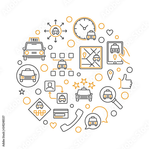 Vector Taxi concept outline circular creative illustration