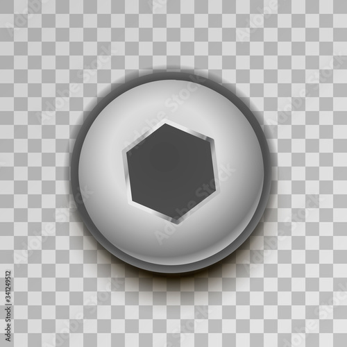 Realistic metal hexagon screw on transparent background