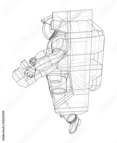 Astronaut concept. Vector rendering of 3d