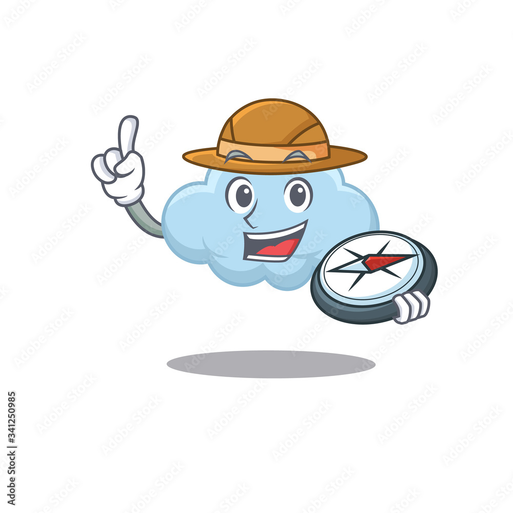 Obraz premium mascot design concept of blue cloud explorer with a compass