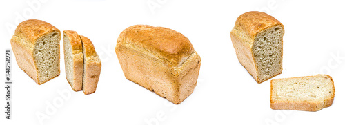 Bread loaf on a white background